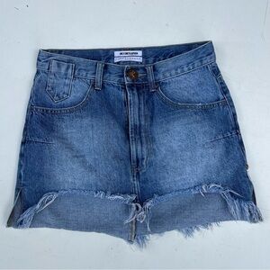 One Teaspoon Blue Distressed Denim Mini Skirt